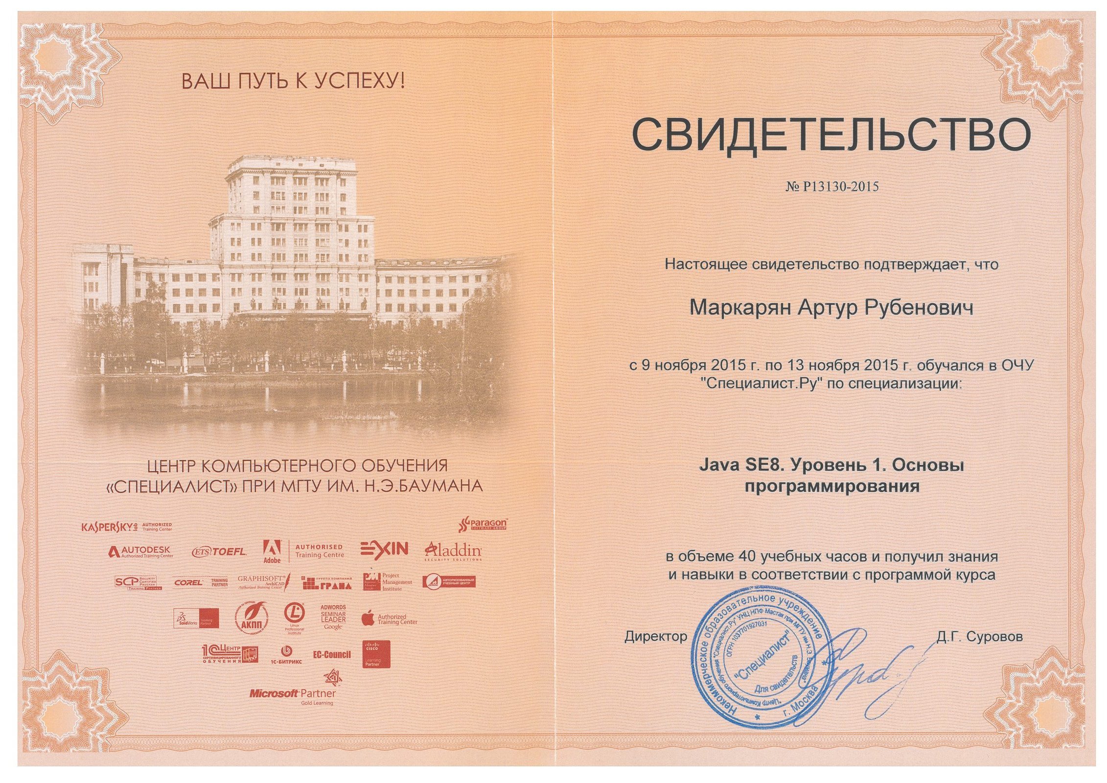 Java SE 8. Уровень 1